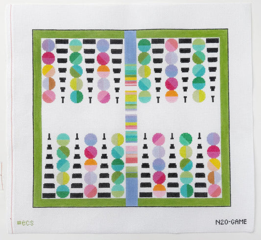 Elizabeth Crane Swartz Designs Backgammon Board Needlepoint Canvas