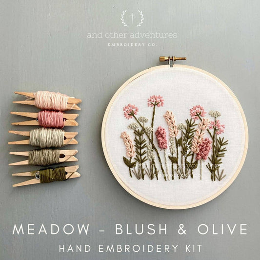 And Other Adventures Embroidery Co Meadow Embroidery Kit - Blush & Olive