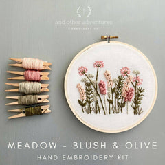 And Other Adventures Embroidery Co Meadow Embroidery Kit - Blush & Olive