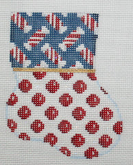 Associated Talents Stick Candies Red Coin Dot Mini Stocking Needlepoint Canvas