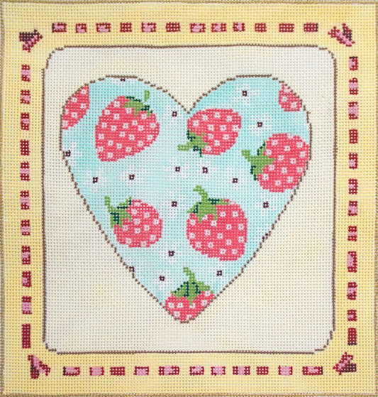 Fleur de Paris Corp Sandra Gilmore Strawberry Heart No. 7 Needlepoint Canvas