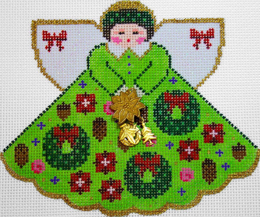 Painted Pony Designs Hang the Wreaths Angel Needlepoint Canvas - Green