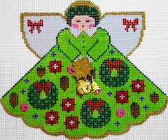 Painted Pony Designs Hang the Wreaths Angel Needlepoint Canvas - Green