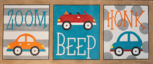 Alice Peterson Co. Zoom/Beep/Honk Cars Needlepoint Canvas