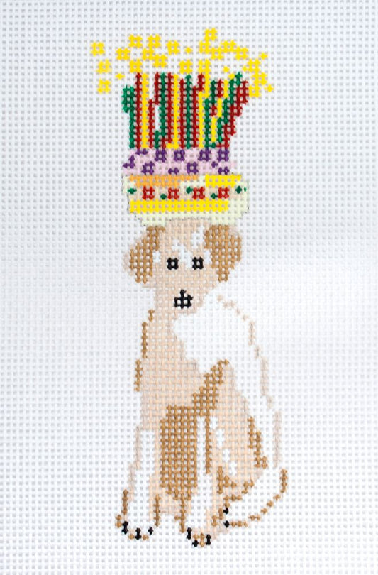 Cooper Oaks Design Golden Dog w/ Cake Needlepoint Canvas