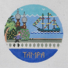 Doolittle Stitchery Tampa Travel Round Needlepoint Canvas