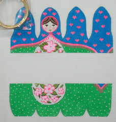 Kate Dickerson Needlepoint Collections Limoges Box Small Round Matryoshka Doll Elizaveta Gold Clasp Needlepoint Canvas