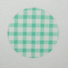Kate Dickerson Needlepoint Collections Bright Disk Letter - Turquoise Gingham Needlepoint Canvas