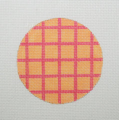 Kate Dickerson Needlepoint Collections Bright Disk Letter - Tangerine & Watermelon Grid Needlepoint Canvas