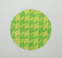 Kate Dickerson Needlepoint Collections Bright Disk Letter - Kelly & Lime Houndstooth, Hot Pink Letter Needlepoint Canvas