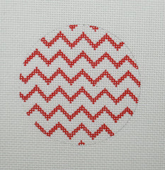 Kate Dickerson Needlepoint Collections Red & White Zigzag Round Needlepoint Canvas