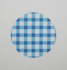 Kate Dickerson Needlepoint Collections Bright Disk Letter - Blues & White Gingham, Red Letter Needlepoint Canvas