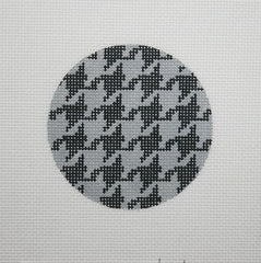 Kate Dickerson Needlepoint Collections Bright Disk Letter - Black & Grey Houndstooth, Red Letter Needlepoint Canvas