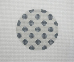 Kate Dickerson Needlepoint Collections Bright Disk Letter Grey on Grey Polka Dots Needlepoint Canvas
