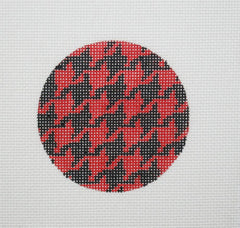 Kate Dickerson Needlepoint Collections Bright Disk Letter Black & Red Houndstooth Needlepoint Canvas