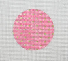Kate Dickerson Needlepoint Collections Bright Disk Letter - Pink with Lime Small Dots Needlepoint Canvas