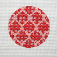 Kate Dickerson Needlepoint Collections Bright Disk Letter Reds Quatrefoil Damask Needlepoint Canvas