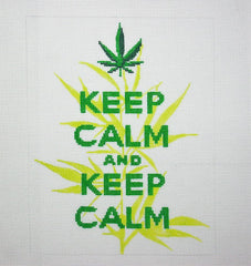 Kate Dickerson Needlepoint Collections Drake Dickerson - "Keep Calm & Keep Calm" with Weed Branch Needlepoint Canvas
