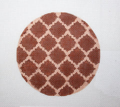 Kate Dickerson Needlepoint Collections Insert - Quatrefoils Brown on Tan Needlepoint Canvas - 4 Round