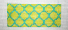 Kate Dickerson Needlepoint Collections Insert - Quatrefoils - Lime on Turquoise Needlepoint Canvas - 5.5 x 2