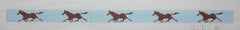 Kate Dickerson Needlepoint Collections Sunglass Strap - Running Horses - Brown on Light Blue Needlepoint Canvas