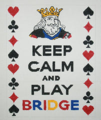 Kate Dickerson Needlepoint Collections "Keep Calm & Play Bridge" Needlepoint Canvas