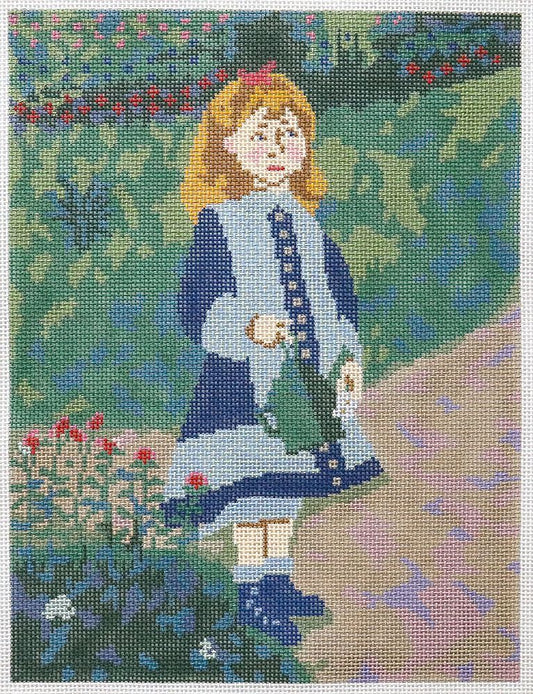 Changing Woman Designs A Girl with a Watering Can Needlepoint Canvas
