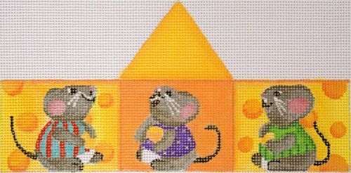 A. Bradley Needlearts 3D Cheese Slice w Mice Needlepoint Canvas