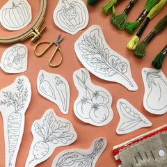 M Creative J Vegetables Peel Stick & Stitch Embroidery Patterns