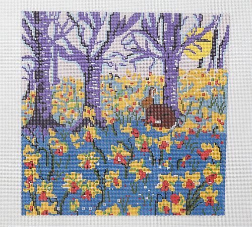 Birds of a Feather Daffodil Woods Needlepoint Canvas