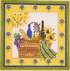 Kelly Clarke Design Provence Picnic Basket Needlepoint Canvas