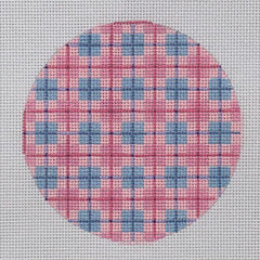 Kate Dickerson Needlepoint Collections Madras Plaid Round Needlepoint Canvas