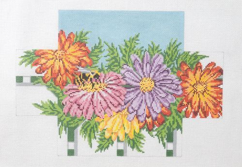 Needle Crossings Mums and Bee Brick Cover Needlepoint Canvas
