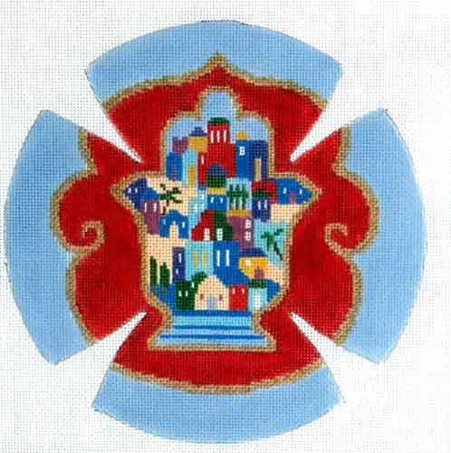 Gone Stitching Jerusalem in Hamsa Kippah 7065b Needlepoint Canvas