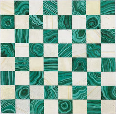 Kate Dickerson Needlepoint Collections Chess/Checkers Board - Malachite & Ivory Needlepoint Canvas