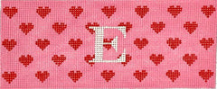 Kate Dickerson Needlepoint Collections Insert - Hearts - Red on Bubblegum Pink Needlepoint Canvas - 6 x 2.5