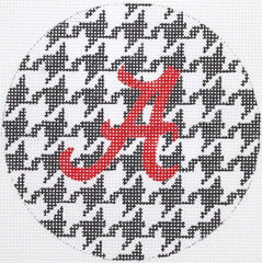 Kate Dickerson Needlepoint Collections Insert- Alabama Houndstooth - Black & White Needlepoint Canvas - 4 Round