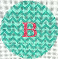 Kate Dickerson Needlepoint Collections Insert - Zigzag Double Turquoise - Needlepoint Canvas - 4 Round