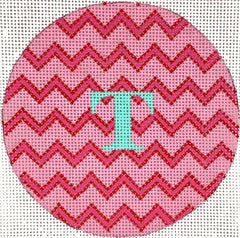 Kate Dickerson Needlepoint Collections Insert - Zigzag Pinks & Red Needlepoint Canvas - 4 Round