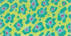 Kate Dickerson Needlepoint Collections Cheetah Turquoise & Pinks On Lime Insert Needlepoint Canvas - 6 x 3