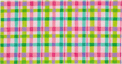 Kate Dickerson Needlepoint Collections Insert - Madras Plaid - Pinks Turquoise Lavenders & Greens Needlepoint Canvas - 6 x 3