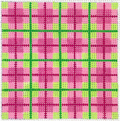 Kate Dickerson Needlepoint Collections Insert - Madras Plaid - Raspberries & Greens Needlepoint Canvas - 3 Square