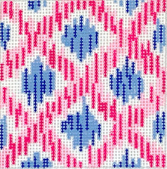 Kate Dickerson Needlepoint Collections Insert - Ikat - Pink Criss Cross Needlepoint Canvas - 3 Square