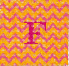Kate Dickerson Needlepoint Collections Insert - Zigzag - Tangerine & Pink Needlepoint Canvas - 3 Square