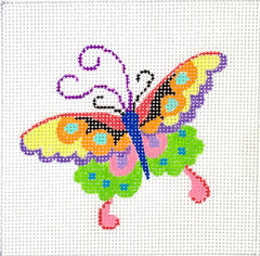 Kate Dickerson Needlepoint Collections Chinese Butterfly Insert Needlepoint Canvas - 4 Square