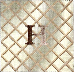 Kate Dickerson Needlepoint Collections Square Insert Lattice Tans on Sand Needlepoint Canvas - 4 Square