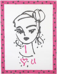 Kate Dickerson Needlepoint Collections Maren Devine I Love U Napkin Art Sketch On 13 Needlepoint Canvas
