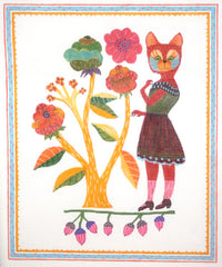 Kate Dickerson Needlepoint Collections Cat With Flowers Needlepoint Canvas