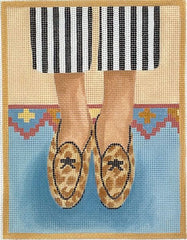 Kate Dickerson Needlepoint Collections Here's Looking at Shoe - Animal Print Belgian Loafers Needlepoint Canvas