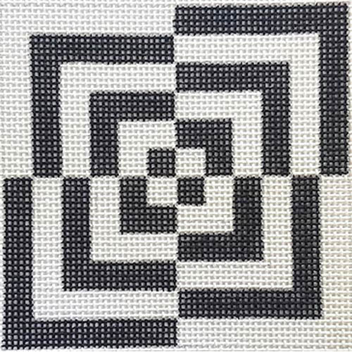 Zecca B&W Checked Boxes  Needlepoint Canvas